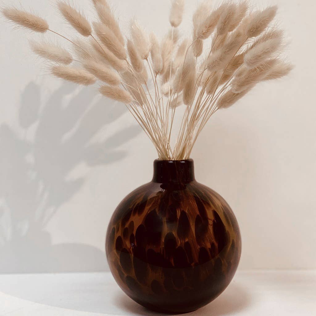 Brown leopard round vase D12.5 H13cm