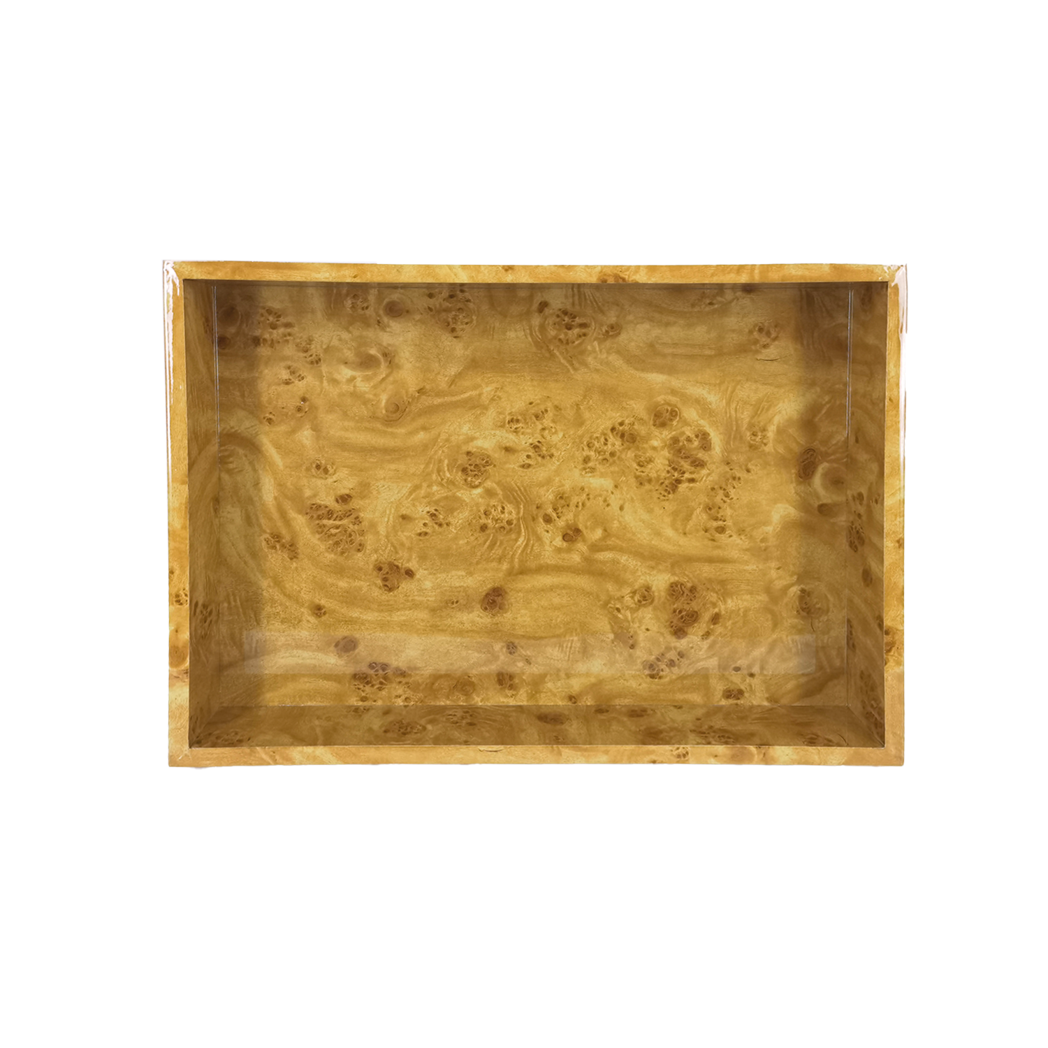 Decorative tray with elm burl effect